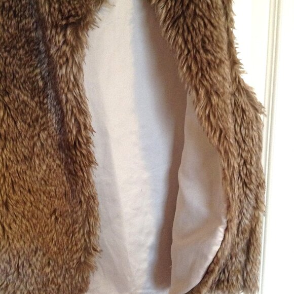 Tape A L'oeil Girls Brown Faux Fur Vest 12 Years Y2K Hippie Lined Cozy Warm - Picture 4 of 7